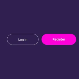 Two buttons next to each other for login and registration pages over a dark background.