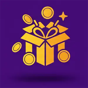 A stylized gold icon of an open gift box with coins and stars bursting out, symbolizing best casinos’ bonuses and promotions.